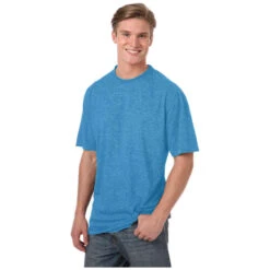 Blue Generation Men's Performance Heathered Crew Neck T-Shirt