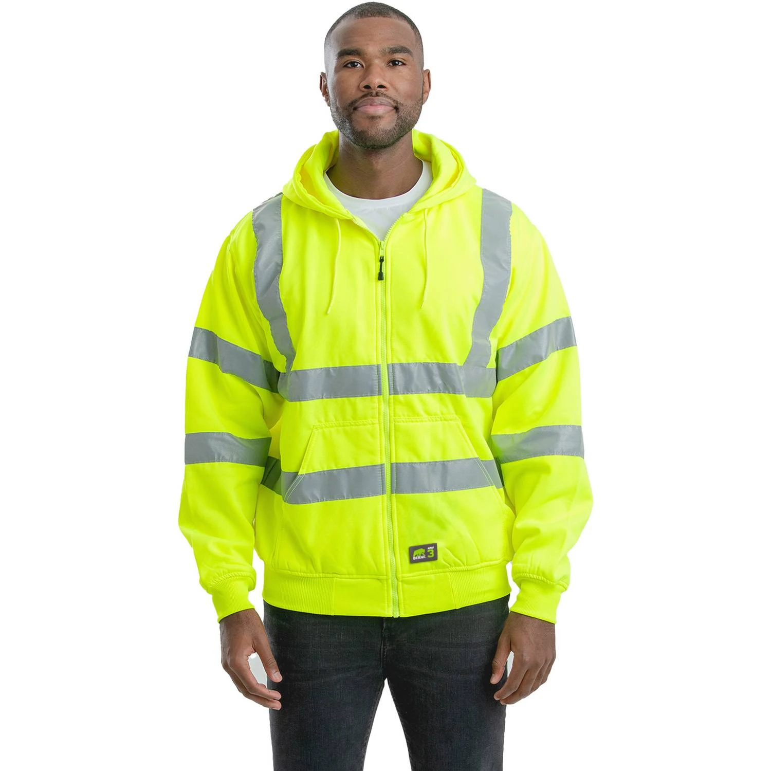 Berne Hi-Visibility Thermal Lined Hooded Sweatshirt-Class 3 3 Berne Hi-Visibility Thermal Lined Hooded Sweatshirt-Class 3