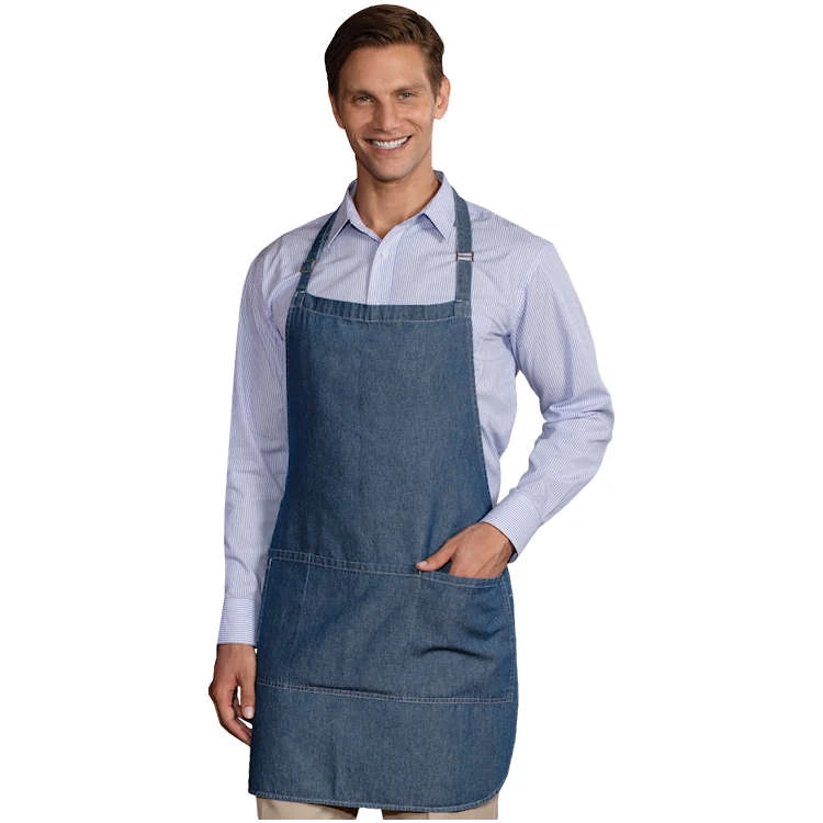 Blue Generation Cotton Denim Bib Apron 6 Per Pack 3 Blue Generation Cotton Denim Bib Apron 6 Per Pack