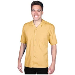 Blue Generation Men's Solid Short Sleeve Poplin Camp Shirt