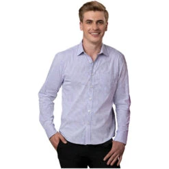 Blue Generation Men's Long Sleeve Tricolor Plaid Untucked Shirt