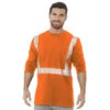 Bayside Hi-Vis 50/50 Long Sleeve Pocket Crew Tee Segmented Striping -All Seasons Uniforms Shop BY3709