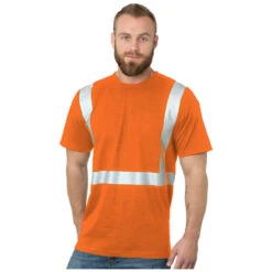 Bayside Hi-Vis 50/50 Crew Tee Solid Striping