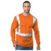 Bayside Hi-Vis 50/50 Long Sleeve Crew Tee Solid Striping