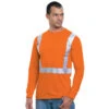 Bayside Hi-Vis 100% 6.1 Oz. Cotton Long Sleeve Pocket Crew Tee Solid Striping -All Seasons Uniforms Shop BY3781
