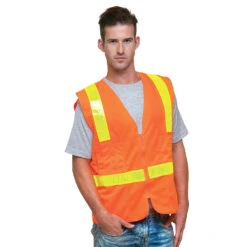 Bayside USA Made Class 2 ANSI Mesh Vest With 12 Pockets