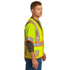 Custom CornerStone® ANSI 107 Class 3 Surveyor Mesh Zippered Two-Tone Short Sleeve Vest -All Seasons Uniforms Shop CSCSV106@3 1