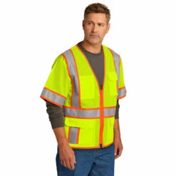 Custom CornerStone® ANSI 107 Class 3 Surveyor Mesh Zippered Two-Tone Short Sleeve Vest -All Seasons Uniforms Shop CSCSV106@4 1
