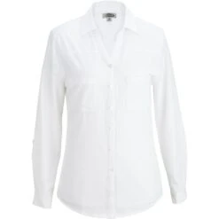 CLEARANCE Edwards Ladies' Open Neck Long Sleeve Blouse