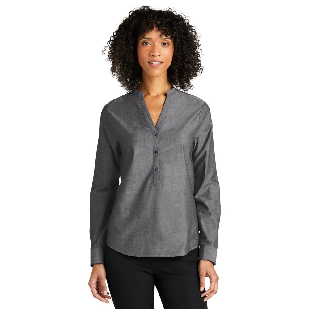 Ladies Long Sleeve Chambray Easy Care Shirt 3 Ladies Long Sleeve Chambray Easy Care Shirt