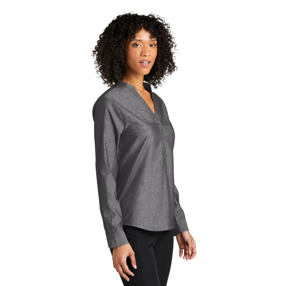 Ladies Long Sleeve Chambray Easy Care Shirt 4 Ladies Long Sleeve Chambray Easy Care Shirt - Image 2
