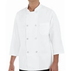 Chef Designs Eight Pearl Button 3/4 Sleeve Chef Coat