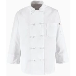 Chef Designs Ten Knot Button Spun Poly Chef Coat W/Thermometer Pocket