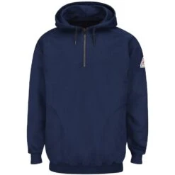 Bulwark FR Cotton/Spandex Blend 1/4 Zip Front Hooded Sweatshirt HRC2