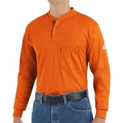 Bulwark FR Men's Excel FR Long Sleeve Tagless Henley - 6.25 Oz. HRC2