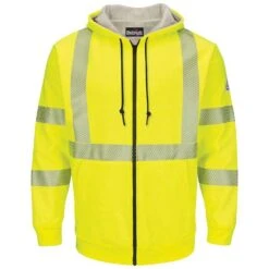 Bulwark Hi-Visibility Zip-Front Hooded Fleece Sweatshirt With Waffle Lining HRC3