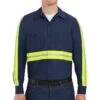 Custom Red Kap Men's Enhanced Visibility Industrial Long Sleeve Work Shirt -All Seasons Uniforms Shop RCSP14E