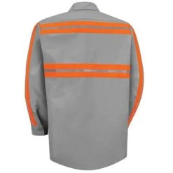 Custom Red Kap Men's Enhanced Visibility Long Sleeve Shirt -All Seasons Uniforms Shop RCSP14W 1 1