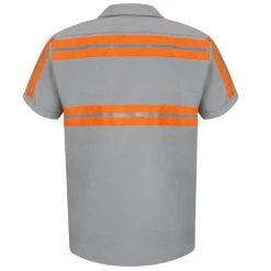 Custom Red Kap Men's Enhanced Visibility Short Sleeve Shirt -All Seasons Uniforms Shop RCSP24W 1