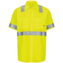 Custom Red Kap Short Sleeve Hi-Visibility Ripstop Work Shirt With Mimix™ + Oilblok, Type R Class 2