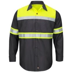 Custom Red Kap Hi-Vis Ripstop Work Long Sleeve Shirt -Type O Class 1