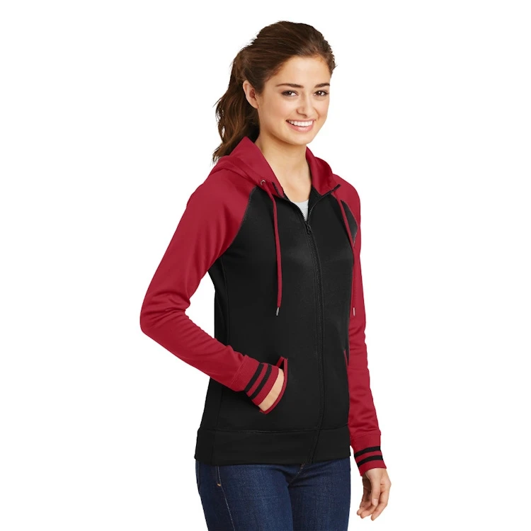 Sport-Tek® Ladies' Sport-Wick® Varsity Fleece Full-Zip Hooded Jacket 4 Sport-Tek® Ladies' Sport-Wick® Varsity Fleece Full-Zip Hooded Jacket - Image 2