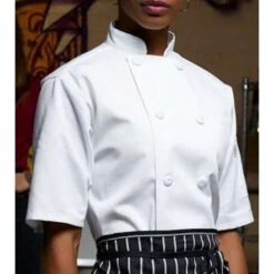 Uncommon Threads Tingo Short Sleeve With 10 Cloth Covered Button Chef Coat